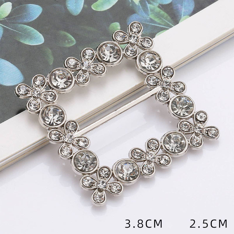 Square Crystal Silver Scarf Ring