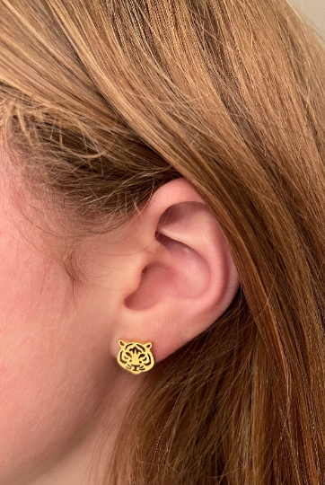 Tiger Gold Stud Earrings
