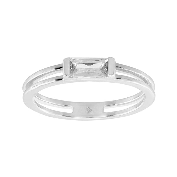 Silpada Baguette Stack Cubic Zirconia Ring, Sterling Silver: 8 / White