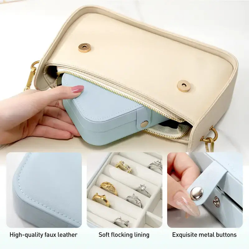 Portable Travel Jewelry Box - Sky Blue