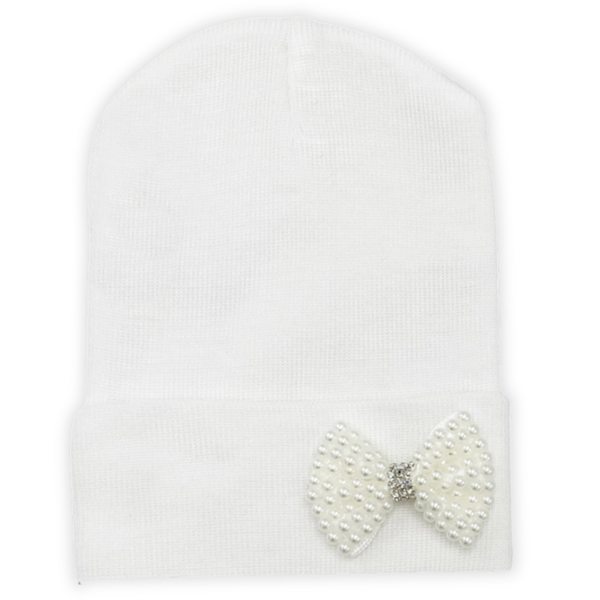 Ilybean White Hat MINI Pearl Bow
