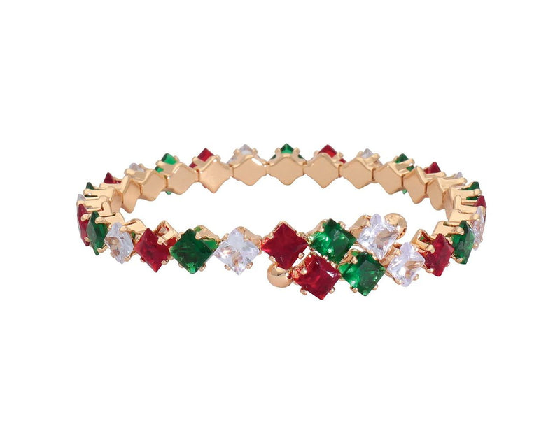 Gold Christmas Bangle with Crystals Bracelet