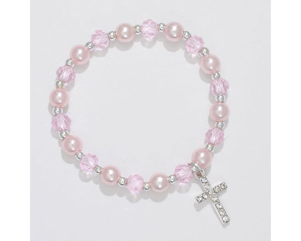 Bracelet-Pink Little Love-Crystal Cross