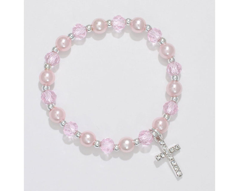 Bracelet-Pink Little Love-Crystal Cross