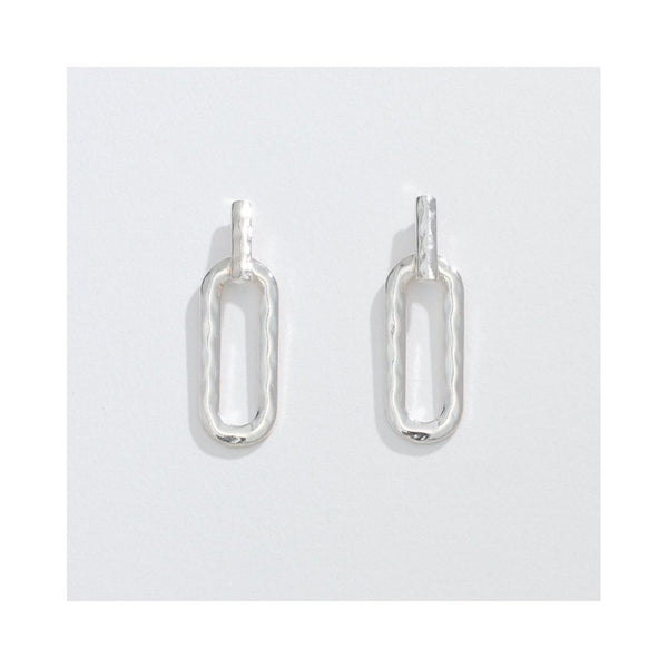 Silver Hammered Oval Earrings
