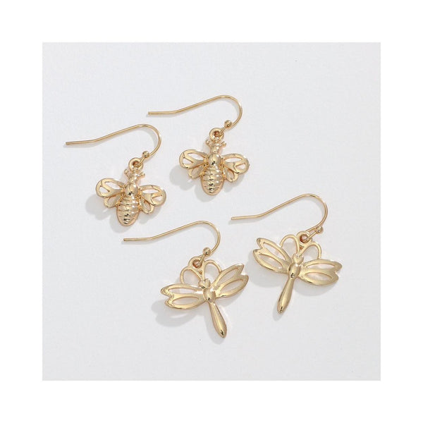 Duo Bees & Dragonflies Earrings