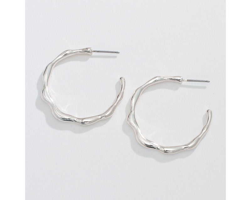 Silver Drip Hoop Earrings