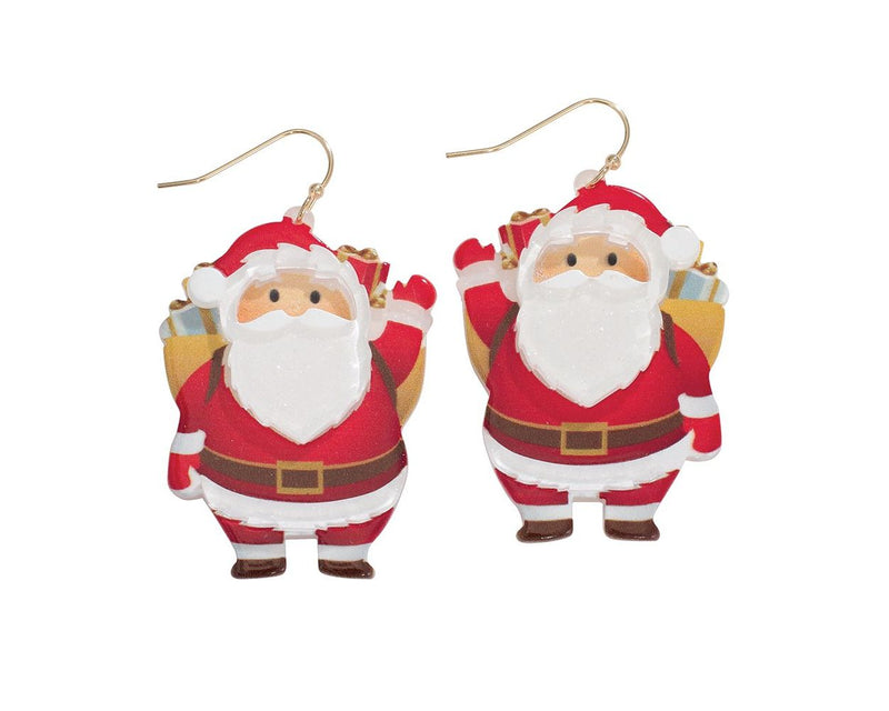 Waving Jolly Santa Earrings