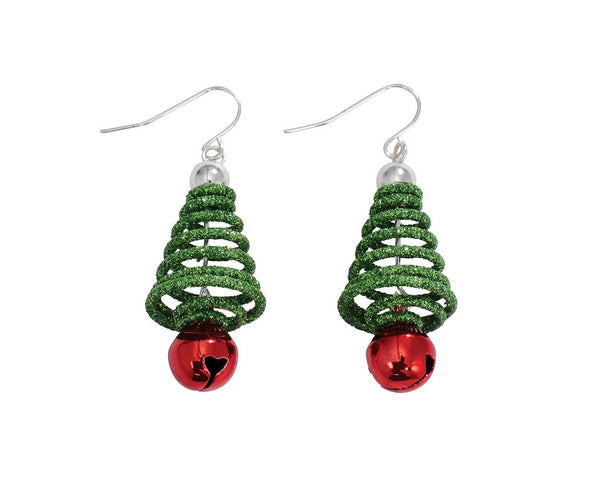 Green Tree Red Jingle Earrings