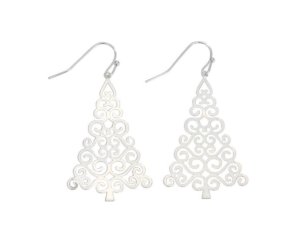 Silver Christmas Tree Earrings