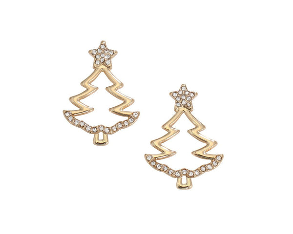 Gold Trees with Crystals Earrings