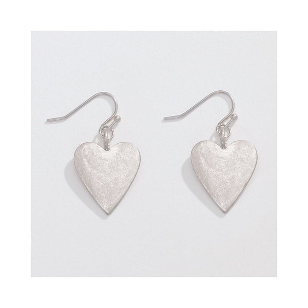 Burnished Silver Heart Earrings