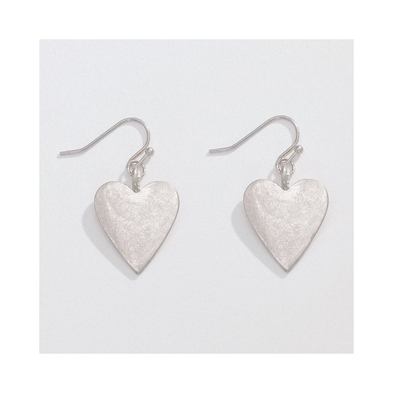 Burnished Silver Heart Earrings