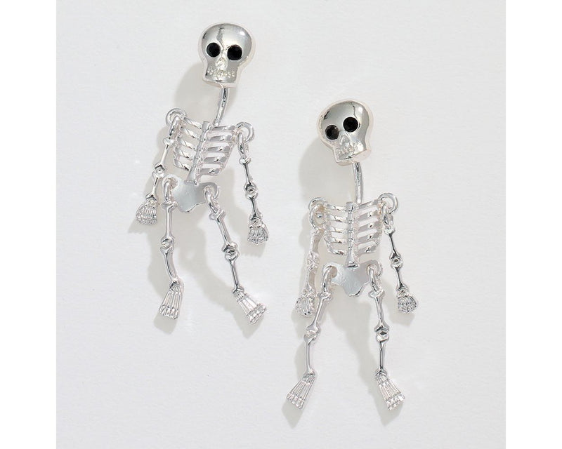 Silver Dangling Skeleton Earrings