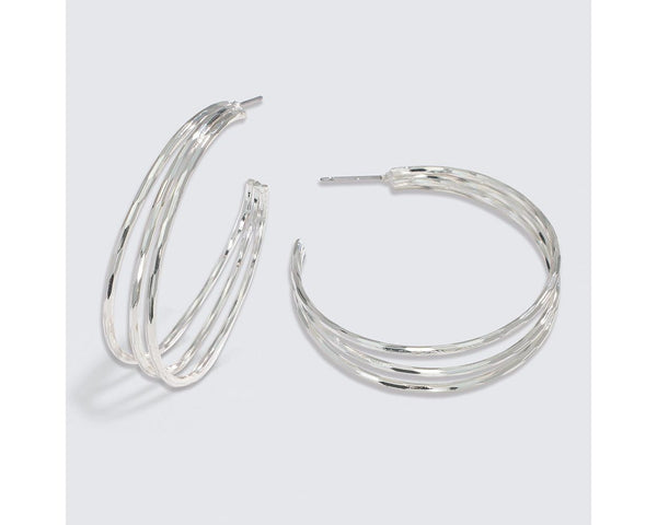 Silver Tri Strand Hoop