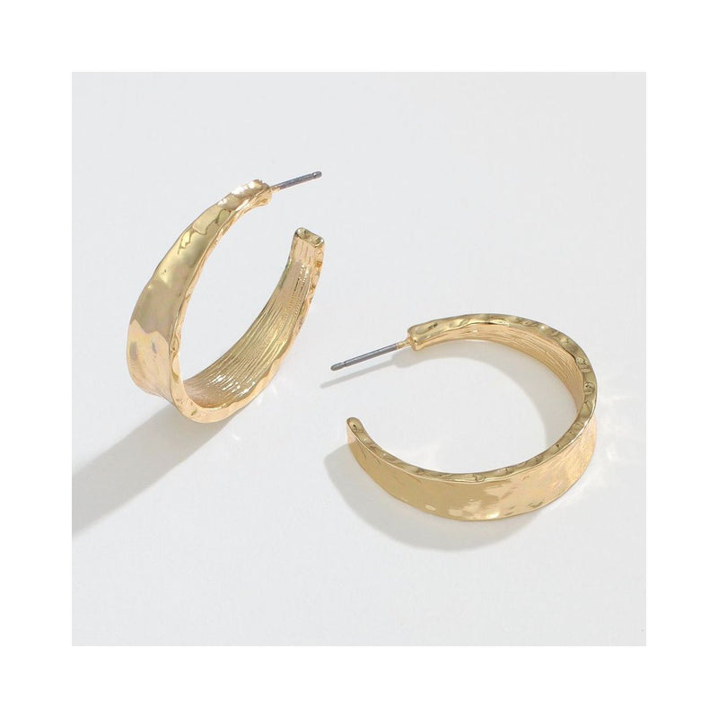 Gold Hammered Hoop Earrings