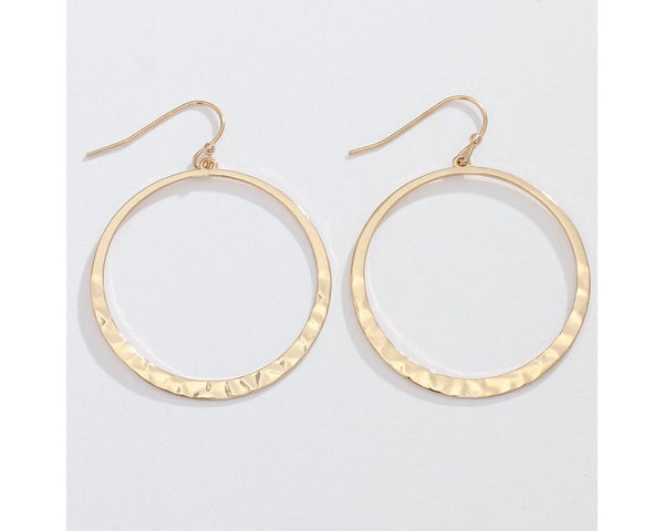 Gold Hammered Circle Earrings