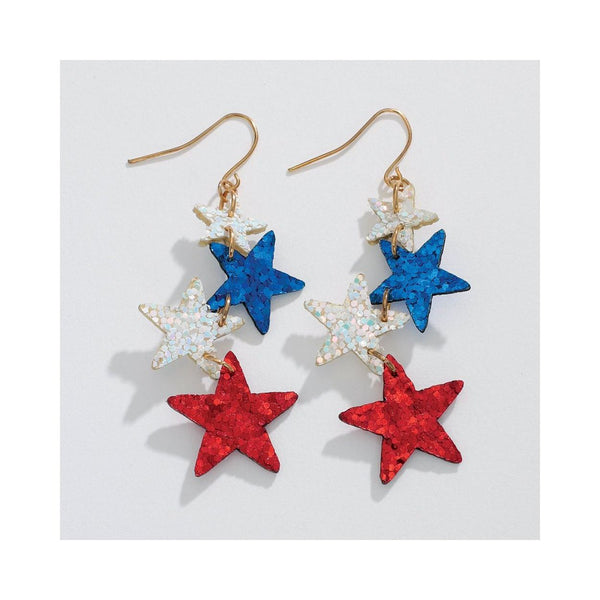 Textured Patriotic Stars Earrings