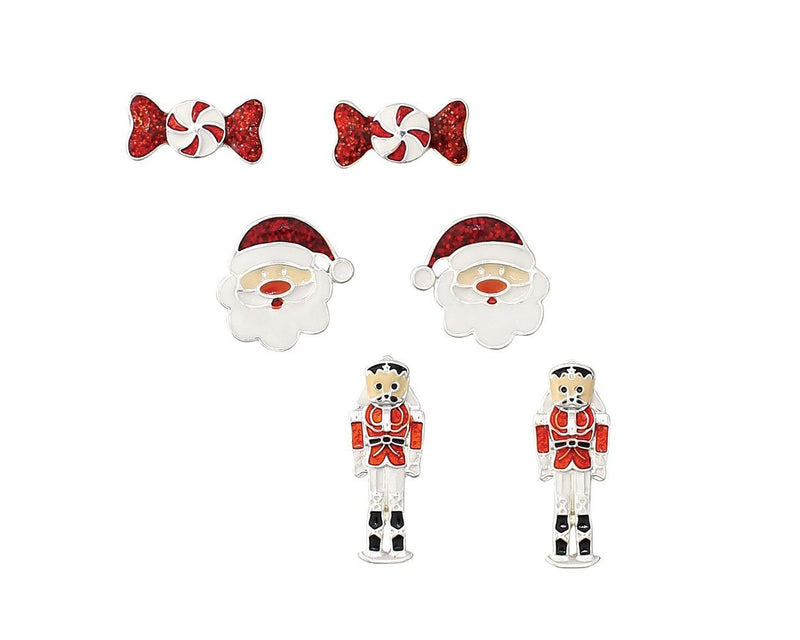 Nutcracker Santa Candy Trio Earrings