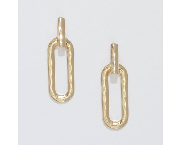 Gold Hammered Ovals Earrings