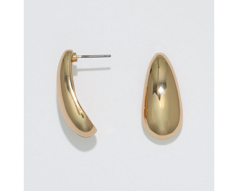 High Polished Gold Drop Earrings