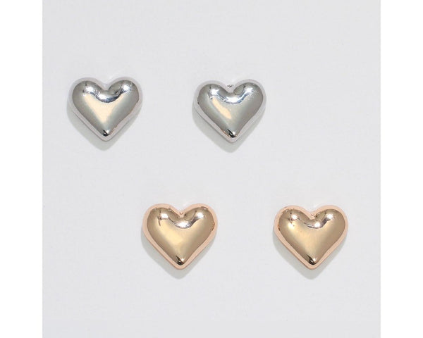 Silver & Gold Hearts Duo Earrings