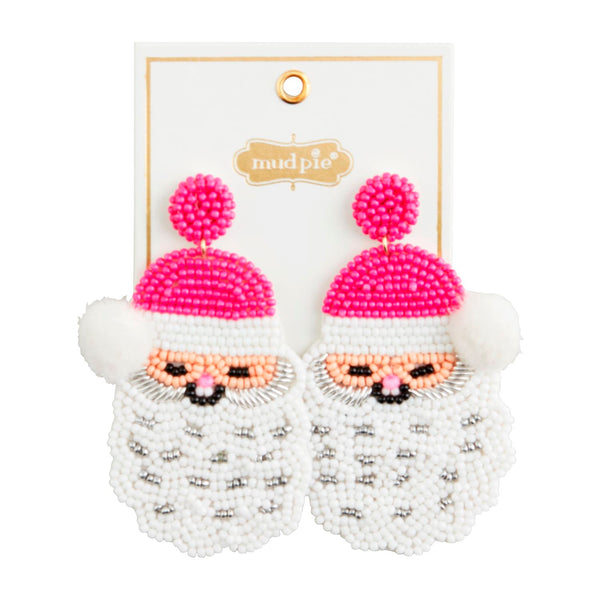 Holiday Beaded Earrings - Santa