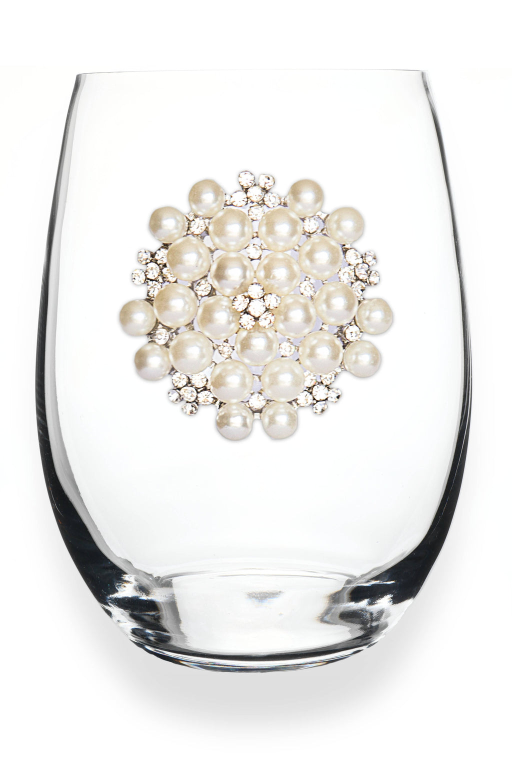 Round Diamond and Pearl Jeweled Stemless Glassware - Thumbnail 4
