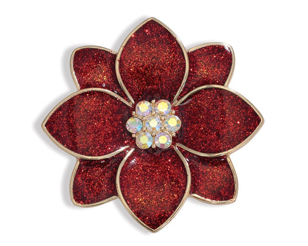 Christmas Glittering Poinsettia Pin