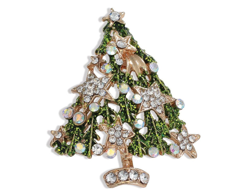 Tree with Crystal Stars Pin