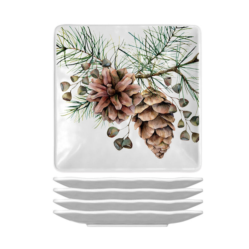 White Spruce Melamine Canape Plates Set of 4