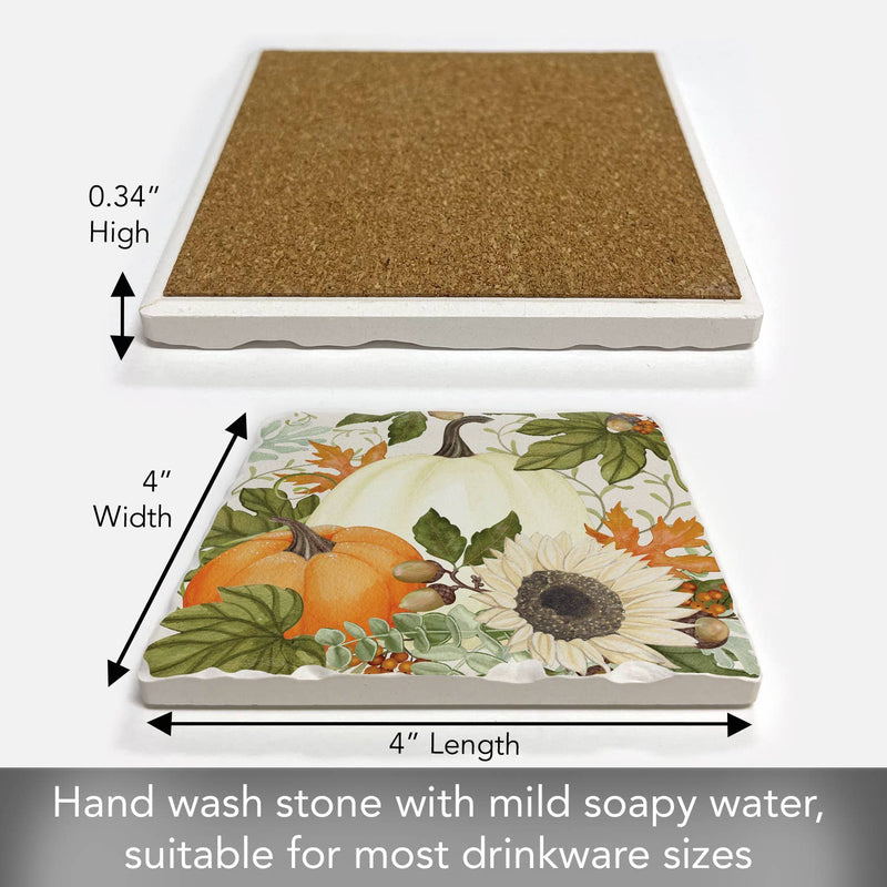 Farmhouse Pumpkins Single Absorbent Tumbled Tile Coaster