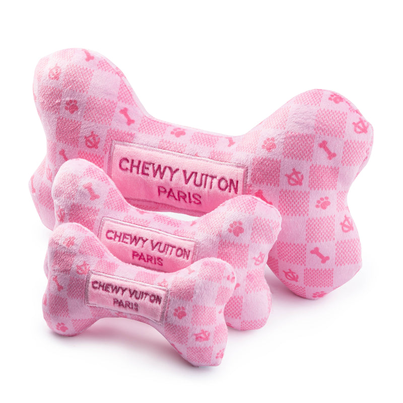 Pink Checker Chewy Vuiton Bone by Haute Diggity Dog: Small