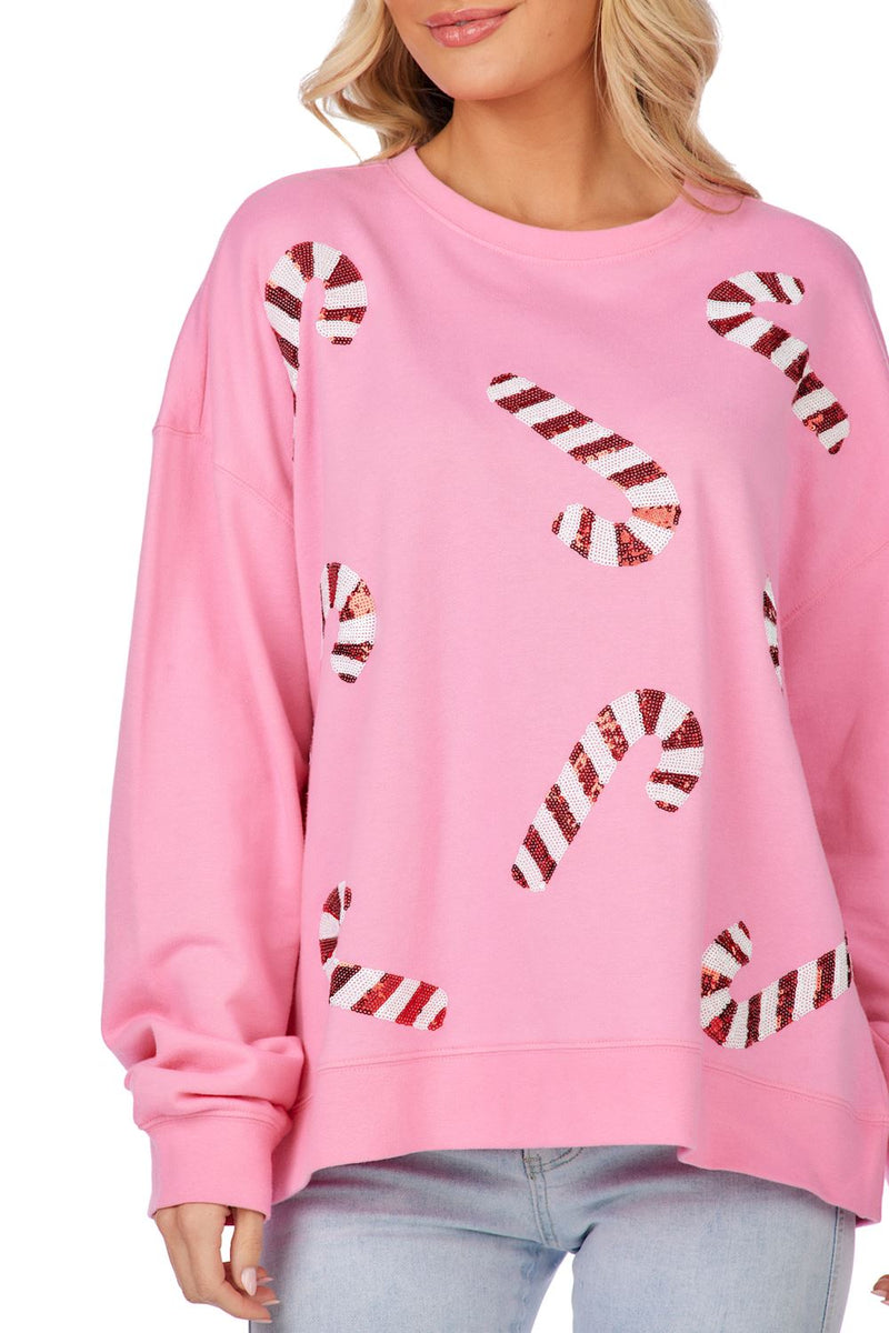 Pink Candy Cane Sparkle Sweatshirt