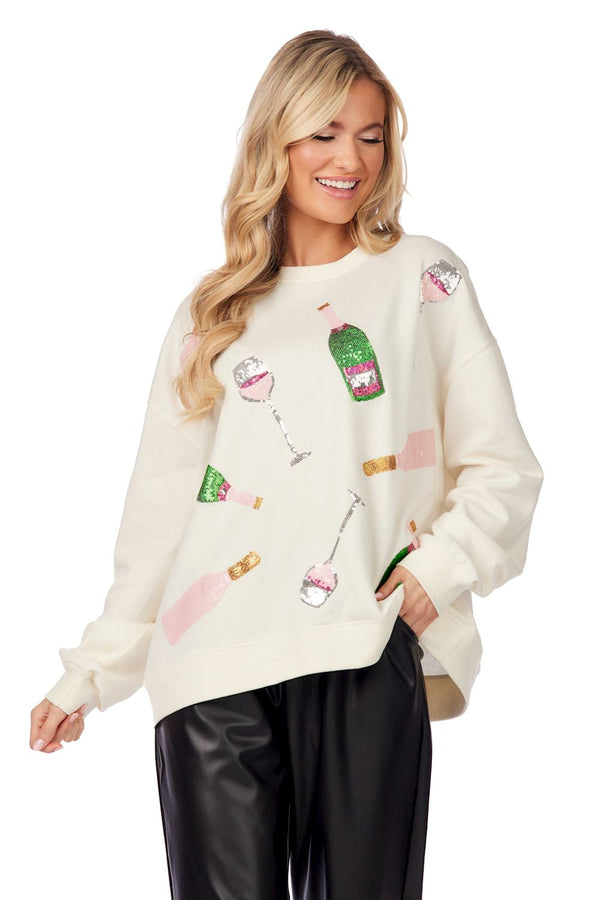 White Champagne Sparkle Sweatshirt