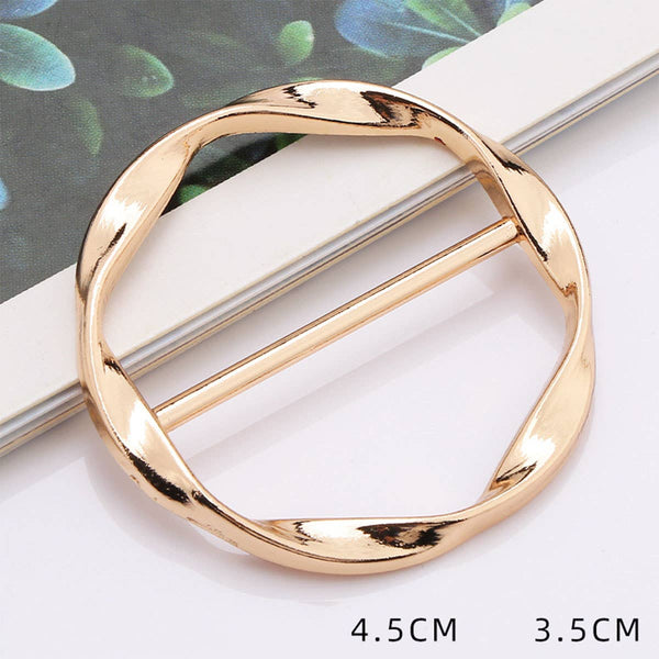 Round Metal Simple Scarf Ring - Gold