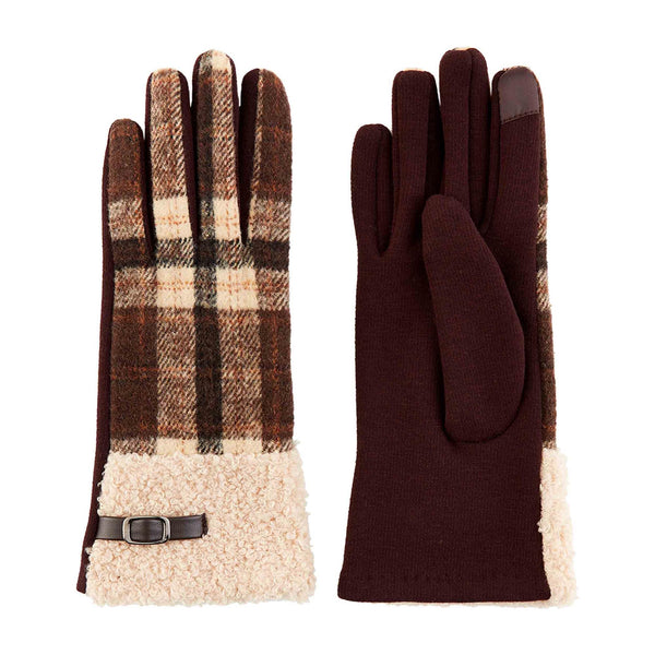 Tartan Boucle Gloves - Brown