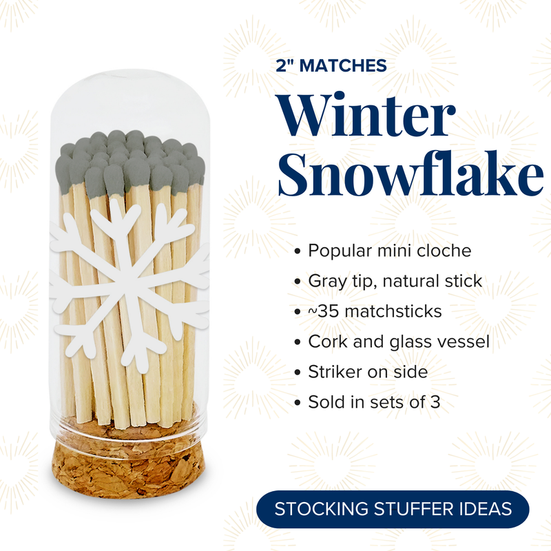 Winter Snowflake Decorative Matches - (2" Mini Cloche)