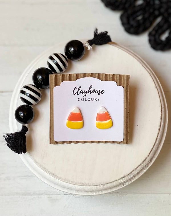 Halloween Earrings: Candy Corn Studs
