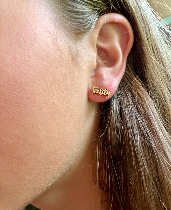 Ole Miss Hotty Toddy Gold Stud Earrings