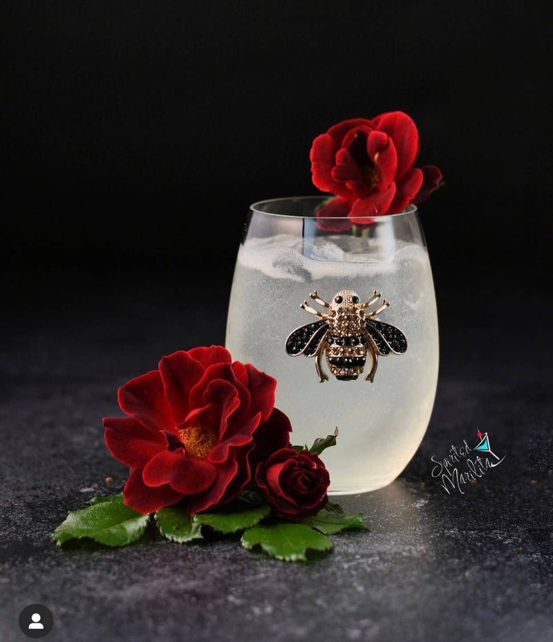 Queen Bee Jeweled Stemless Wine Glass