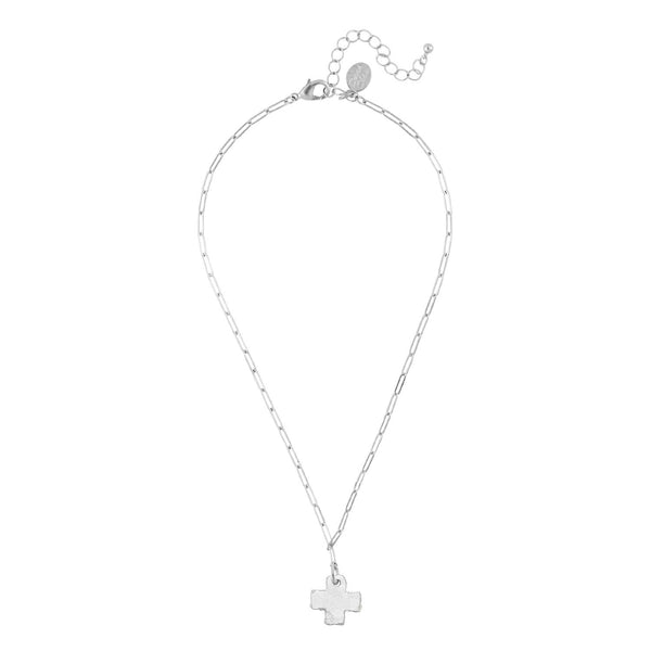 Silver Cross Paperclip Chain