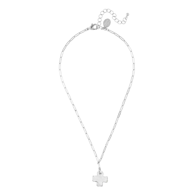 Silver Cross Paperclip Chain