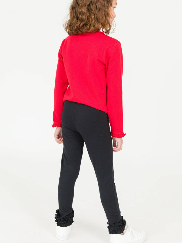 Girls Black Classic Ruffle Leggings: Black - Size 5