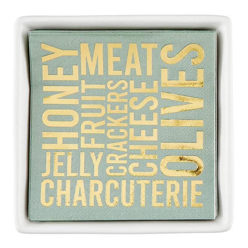Charcuterie Ceramic Napkin Tray + Napkins