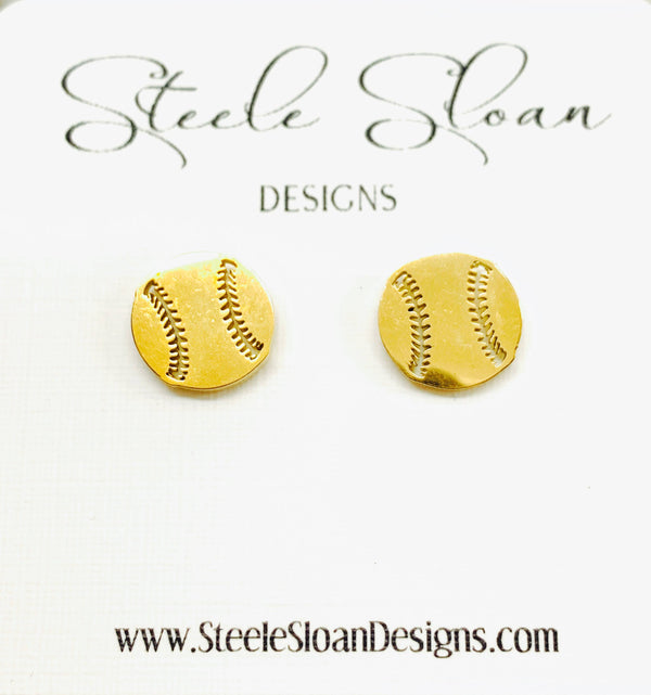 Baseball Gold Stud Earrings