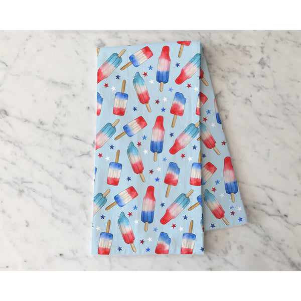 Red Blue Popsicle Tea Towel