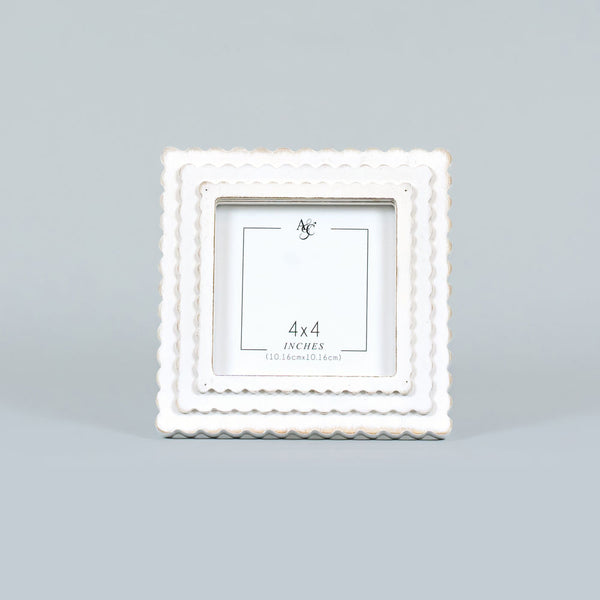 6x6 Wood Photo Frame Scallop 4x4 Photo Frame White