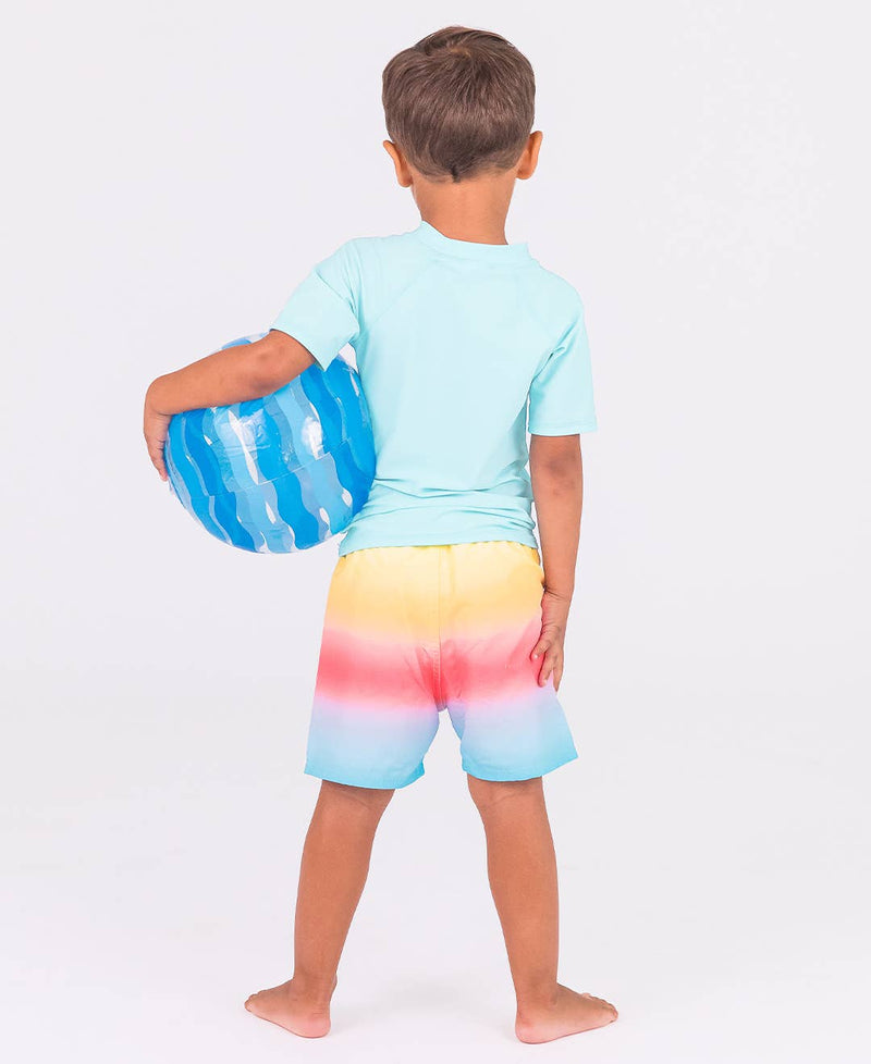 Boys Tropical Breeze Blue Short Sleeve Rash Guard