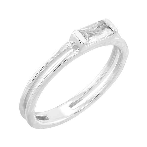 Silpada Baguette Stack Cubic Zirconia Ring, Sterling Silver: White / 5